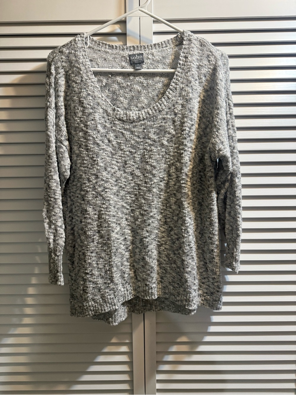 Soho Light Gray Marled Scoop Neck Sweater